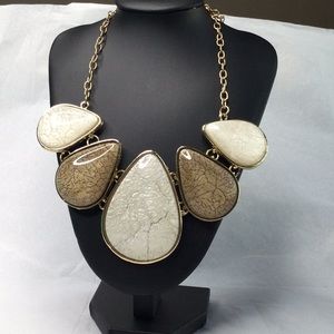 Gold Tone Teardrop Statement Necklace